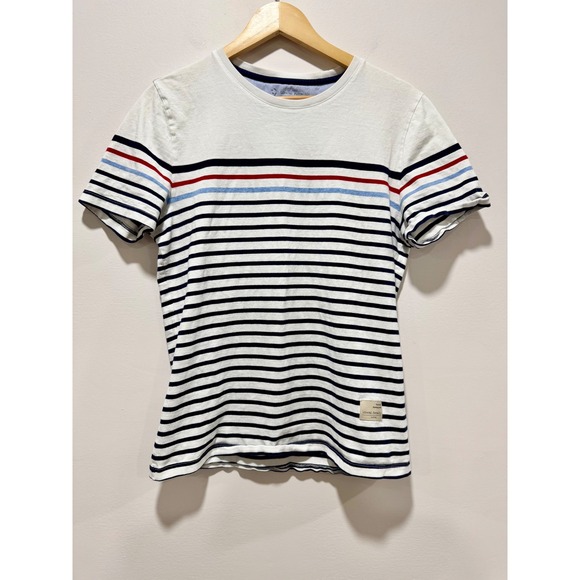 Mind Bridge Tops - Liberal Formality Mind Bridge Striped T-Shirt White Navy Red Cotton Tee Nautical